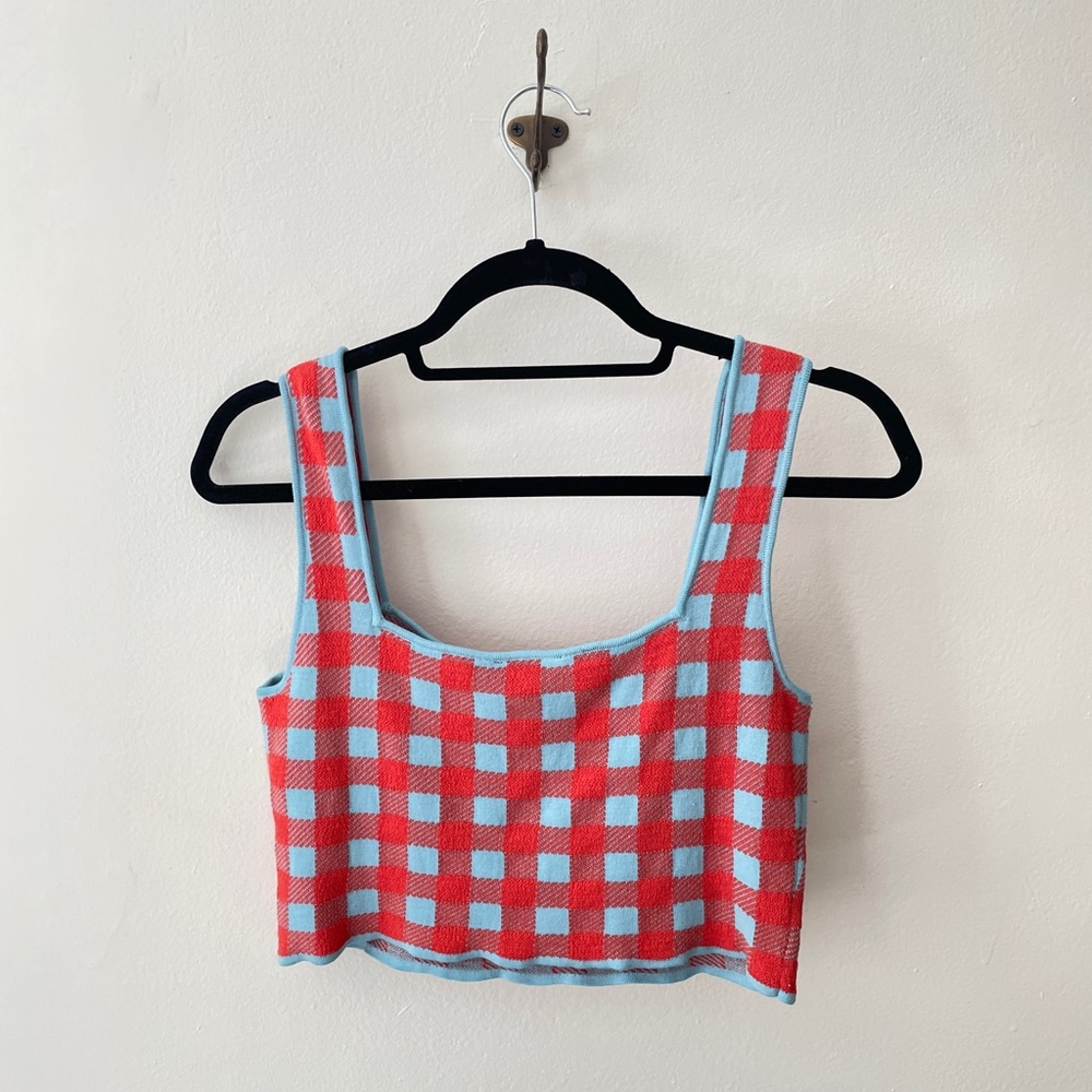 Staud checked crop top